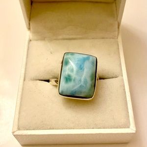 Blue Larimar Sterling Silver Ring size 9
